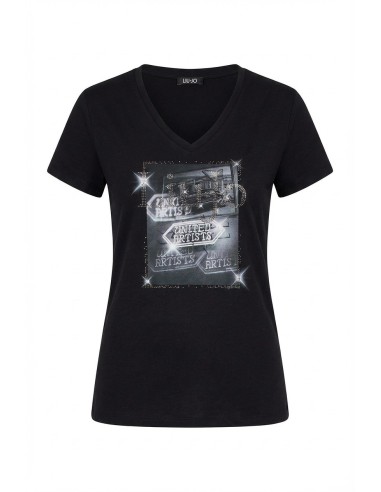 T-shirt com estampa e strass Liu Jo