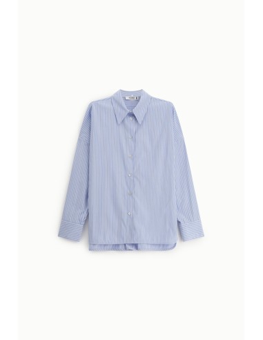 Camisa às riscas com detalhes em renda e corte solto Please