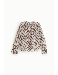 Blusa ampla com estampa de pois, mangas compridas e com lacinhos Please 2