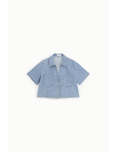 Camisa cropped com bolsos aplicados e mangas curtas Please