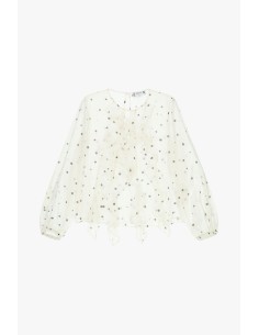 Blusa às bolinhas com folho e mangas compridas Please 2