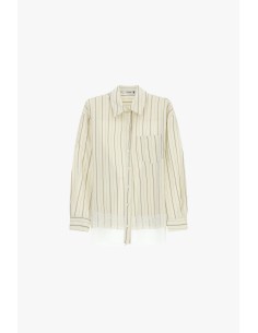Camisa às riscas com detalhe de renda na barra Please 2