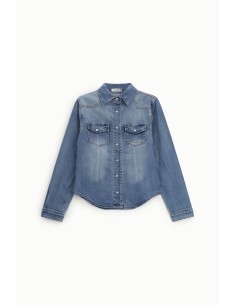 Camisa Denim Com Bolsos Frontais E Punhos Abotoados Please 2