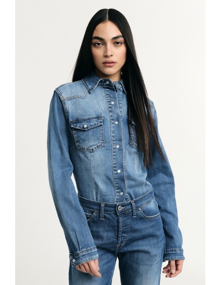 Camisa De Ganga Com Bolsos Frontais E Punhos Abotoados Please