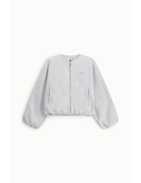 Sweat curto com fecho de correr, bolsos e punhos franzidos Please