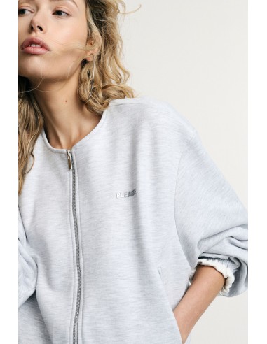 Sweatshirt curta com fecho de correr, bolsos e punhos franzidos Please