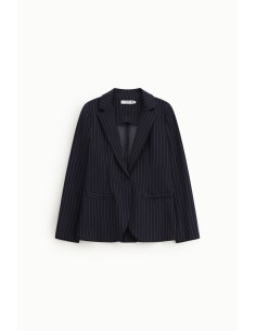 Blazer às riscas corte regular com bolsos de vivo Please 2