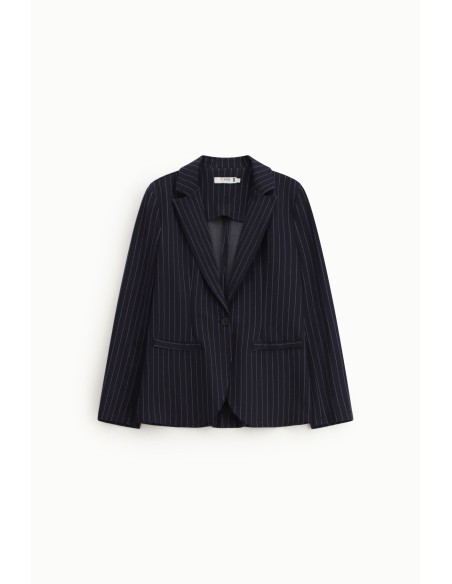 Blazer às riscas, corte regular, com bolsos embutidos Please