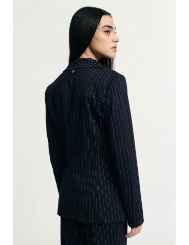 Blazer às Riscas Corte Regular Com Bolsos Embutidos Please