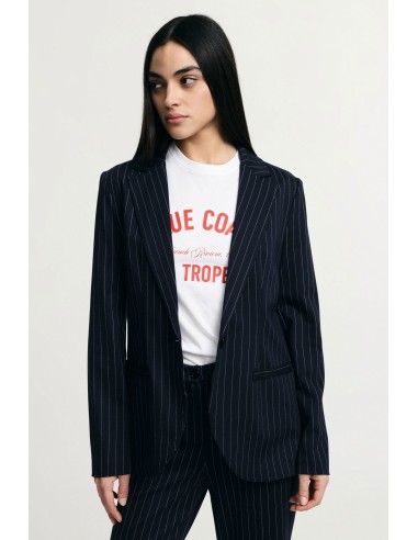 Blazer às riscas, corte regular, com bolsos de vivo Please