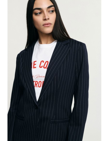 Blazer às riscas corte regular com bolsos de vivo Please