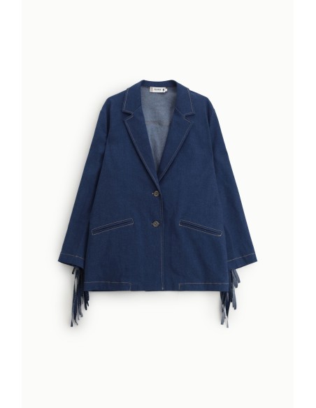 Blazer com franjas e fecho com botões Please