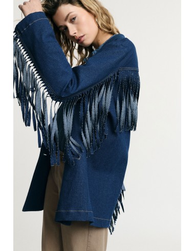 Blazer com Franjas e Fecho de Botões Please