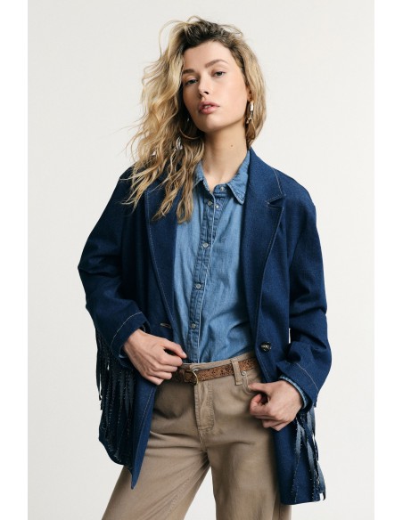 Blazer com franjas e fecho com botões Please
