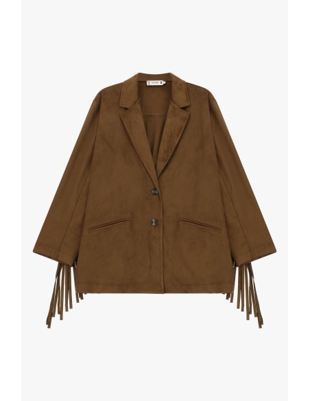 Casaco com franjas oversize e bolsos frontais Please