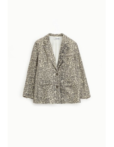 Blazer com Estampa Animal e Bolsos Frontais Please