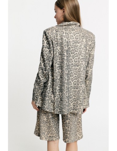 Blazer Com Estampa Animal E Bolsos Frontais Please
