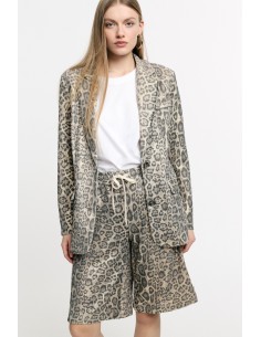Blazer com estampa animalier e bolsos frontais Please
