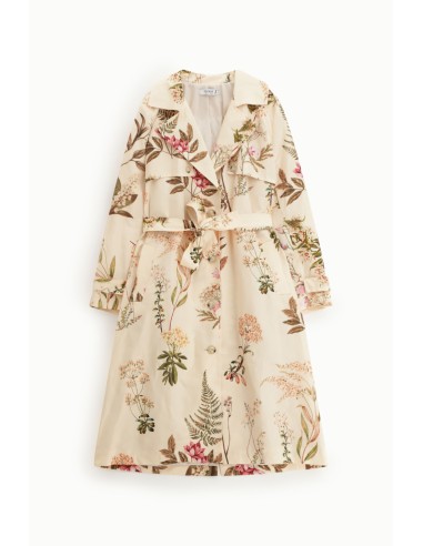 Trench Coat Estampa Floral Com Cinto E Botões Please