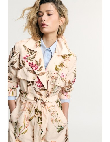 Gabardina Estampa Floral Com Cinto E Botões Please
