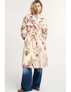 Trench Coat com estampa floral, cinto e botões Please