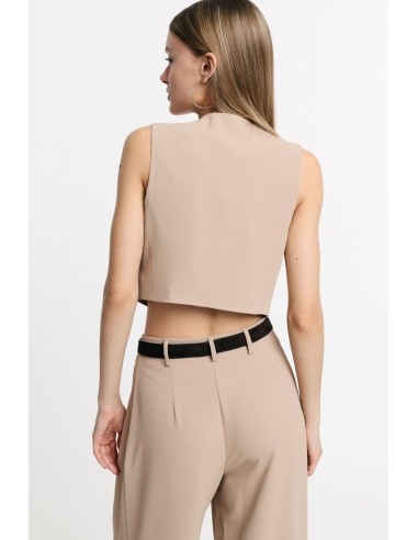 Colete Curto com Botões e Bolsos Frontais Please