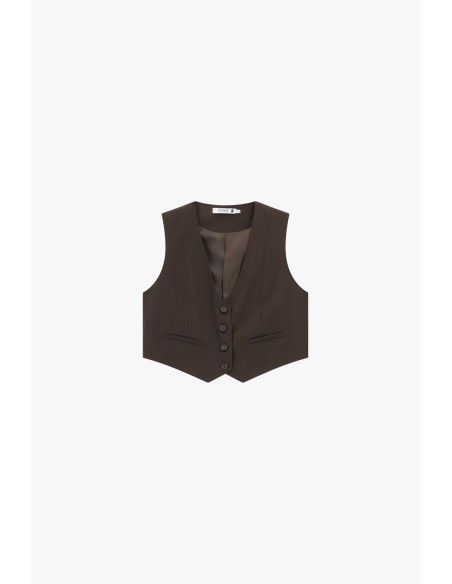 Colete cropped com botões e bolsos frontais Please