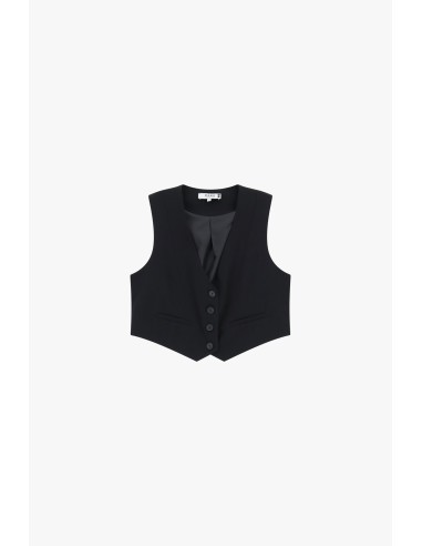 Colete Cropped com Botões e Bolsos Frontais Please