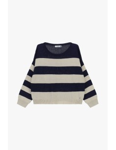 Camisola De Gola Redonda Às Riscas Com Mangas Compridas Please