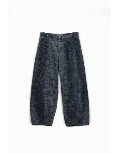 Jeans Balloon Estampa de Serpente Cintura Alta Please