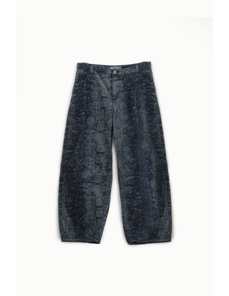 Jeans Balloon Estampa de Serpente Cintura Alta Please