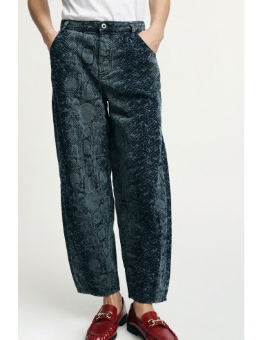 Jeans Balão Estampa Serpente Cintura Alta Please