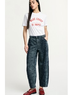 Jeans Balloon Estampa Serpente Cintura Alta Please