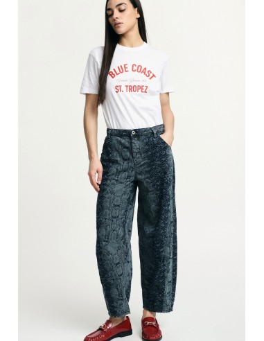 Jeans Balloon Estampa Serpente Cintura Alta Please