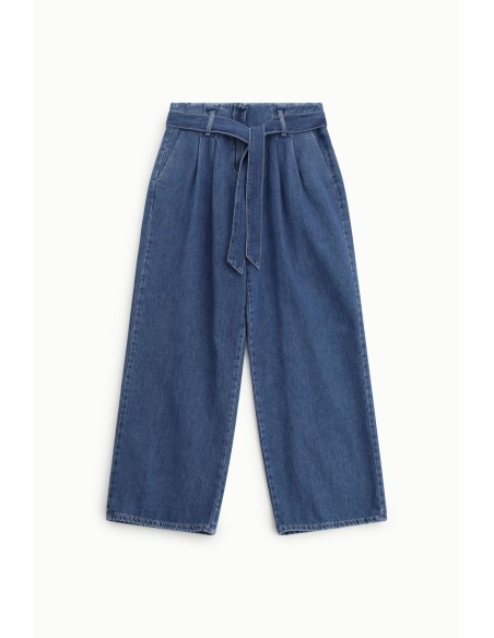 Jeans paperbag de cintura alta com cinto coordenado Please