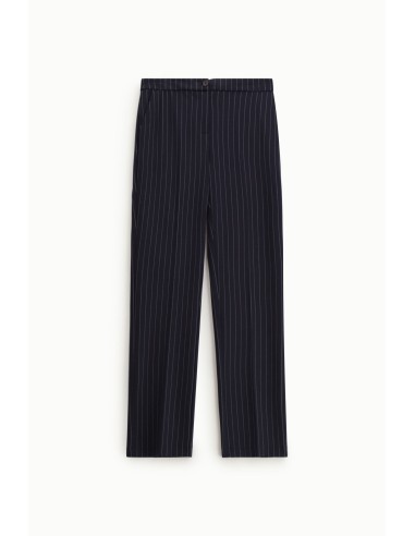 Calças Tailored às Riscas com Cintura Média Please