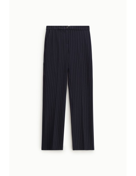 Calças Tailored às Riscas com Cintura Média Please