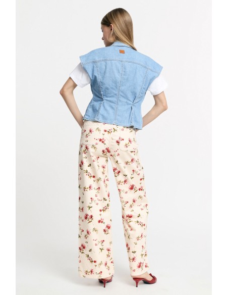 Calças Palazzo Estampa Floral Cintura Alta Please