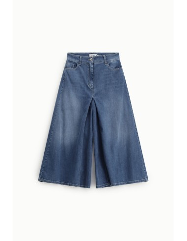 Jeans de perna larga, cintura alta, cinco bolsos Please
