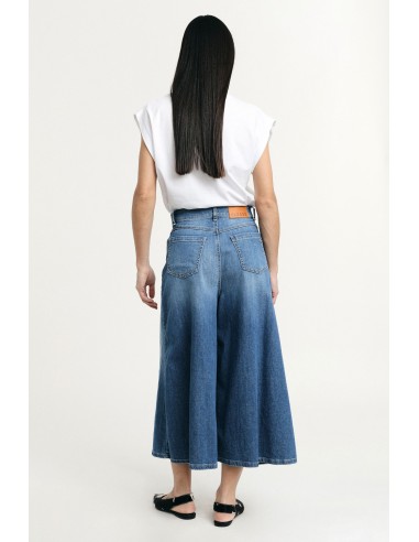 Jeans de perna larga, cintura alta, cinco bolsos Please