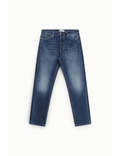 Jeans de perna reta cintura alta efeito lavado Please 2