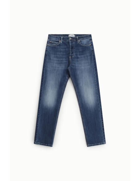 Jeans Perna Reta Cintura Alta Efeito Desbotado Please