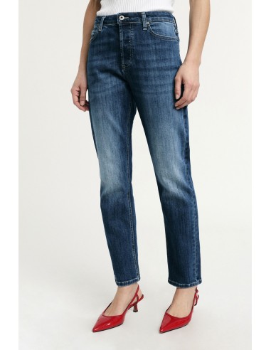 Jeans straight-leg cintura alta efeito lavado Please