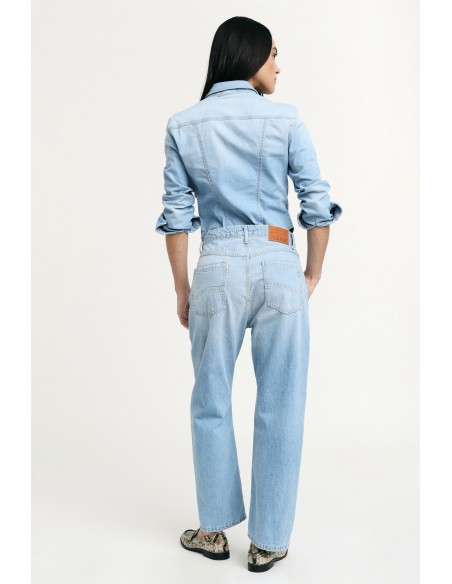 Jeans de Perna Reta de Cintura Alta com Passantes Please
