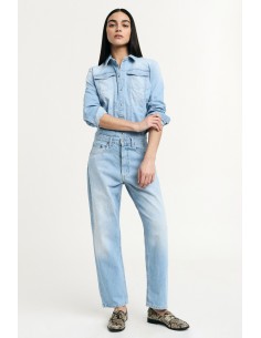 Jeans de perna reta, cintura alta, com passantes Please