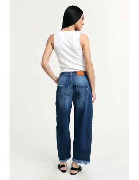 Jeans Balloon Fit com bainha desfiada Please