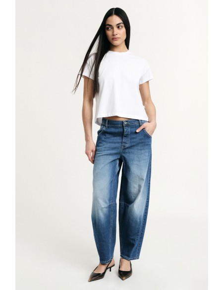 Jeans Balloon Fit de Cintura Alta com Pregas Please