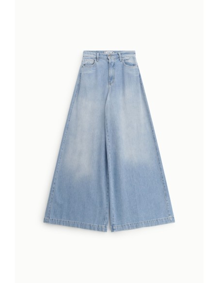 Jeans De Perna Larga De Cintura Alta Com Bolsos Please