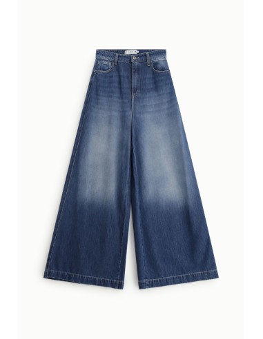 Jeans de Perna Larga Cintura Alta Efeito Desbotado Please