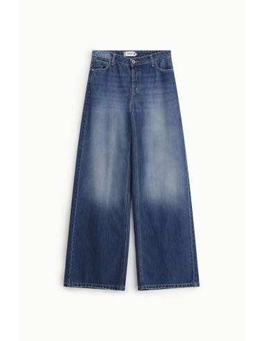 Jeans De Perna Larga Cintura Alta Com Bolsos Aplicados Please